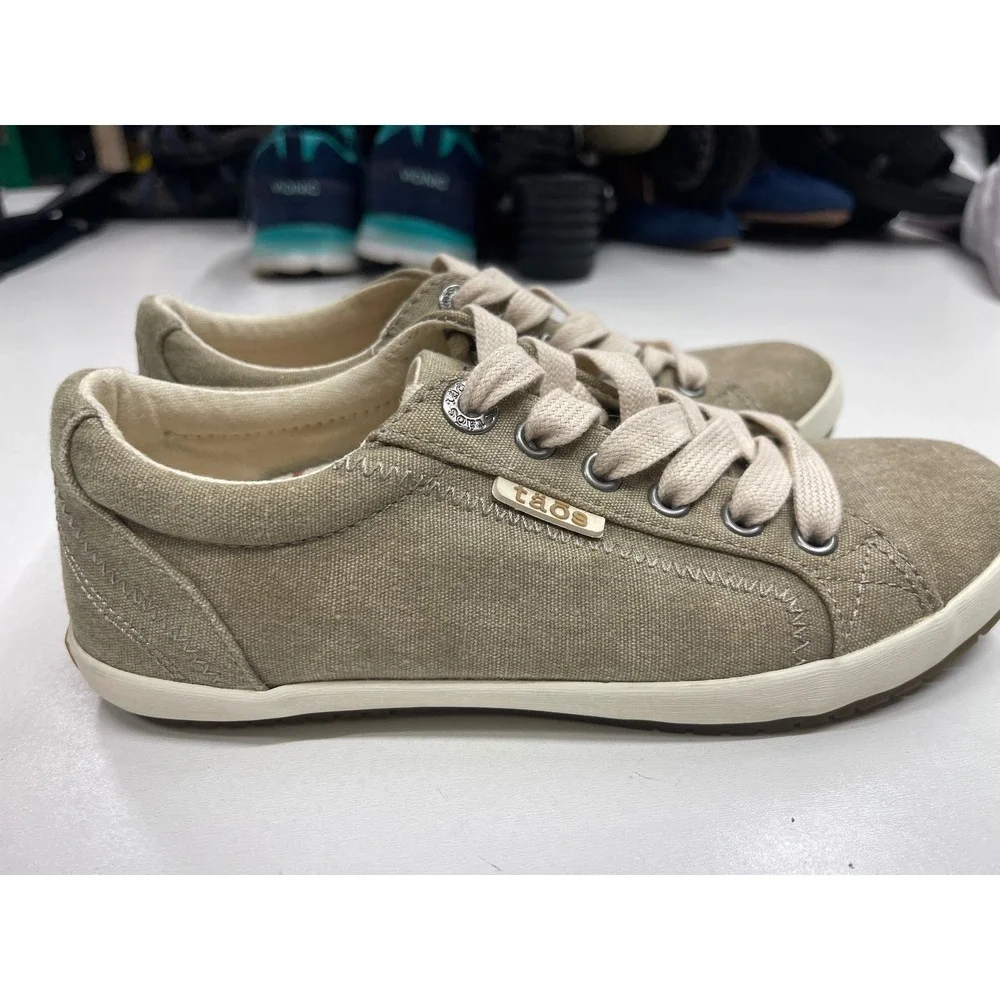 Taos Star Womens Khaki Tan Canvas Low Top Lace Up‎ Sneakers Size 6 EU 36 17105